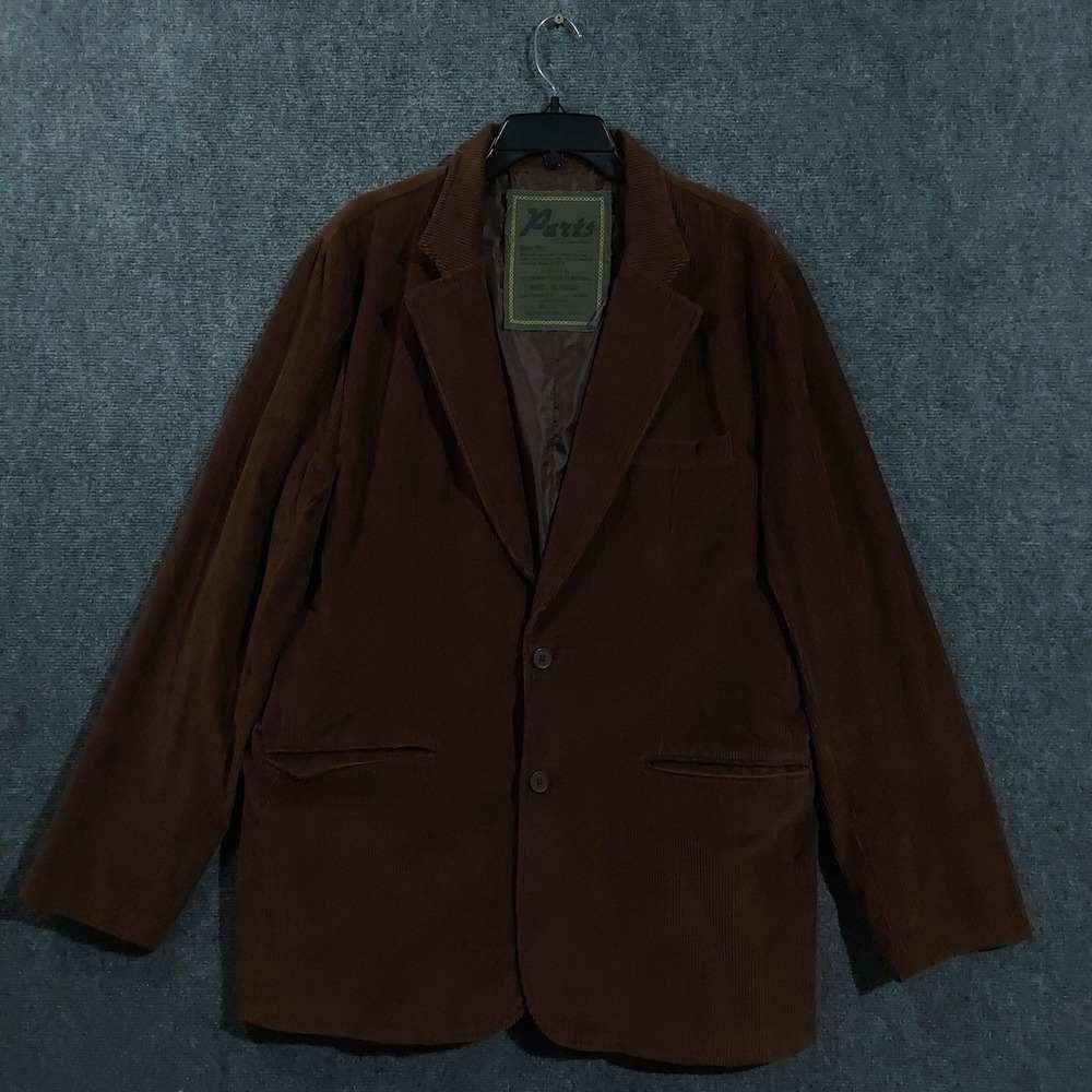 Parts Blazer Mens XL Brown Corduroy Single Breasted Lined Overcoat PAR560SCY